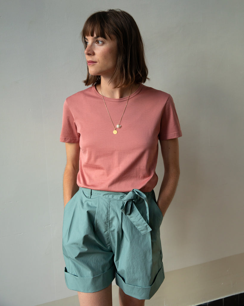 Wide Cuffed Shorts - Cyan