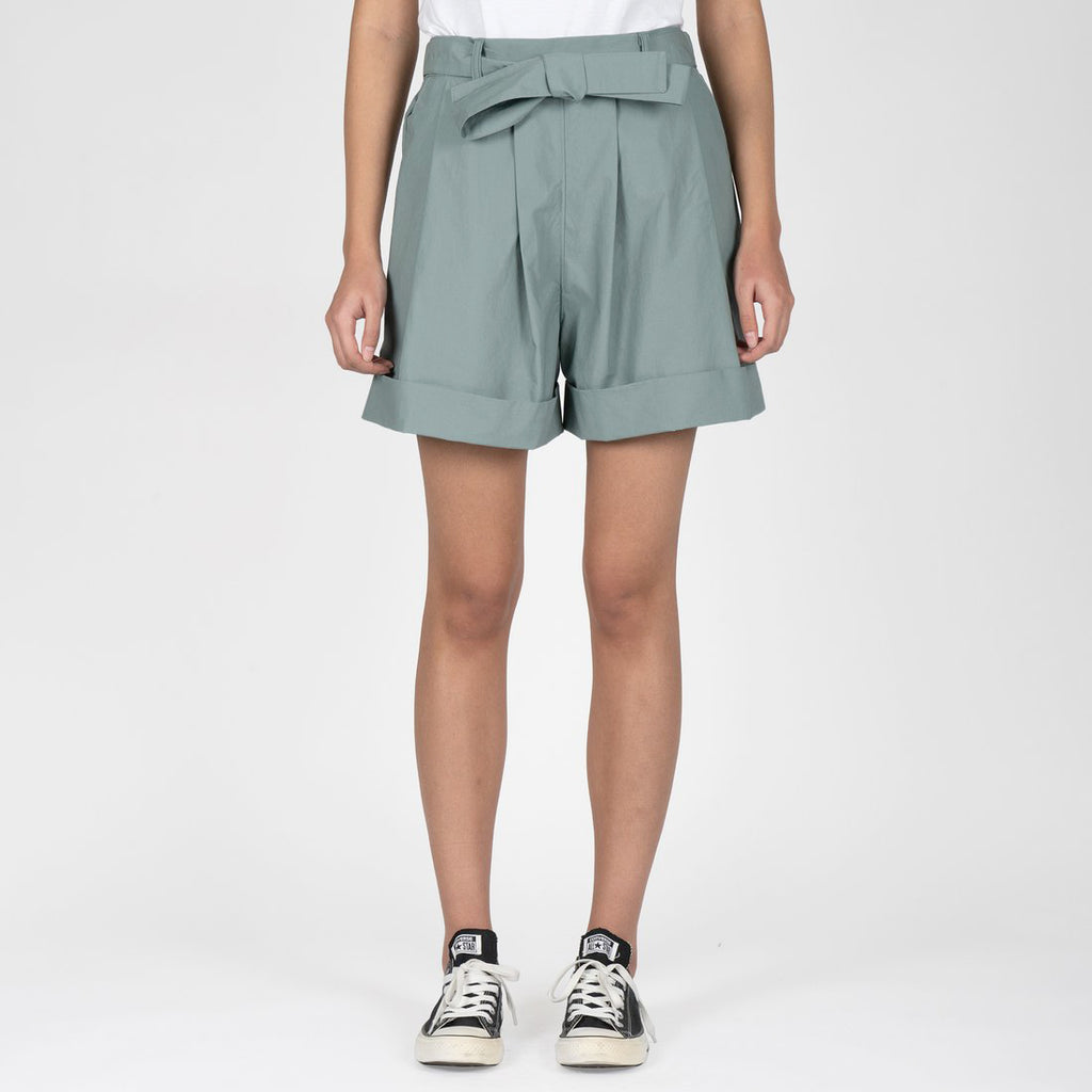 Wide Cuffed Shorts - Cyan